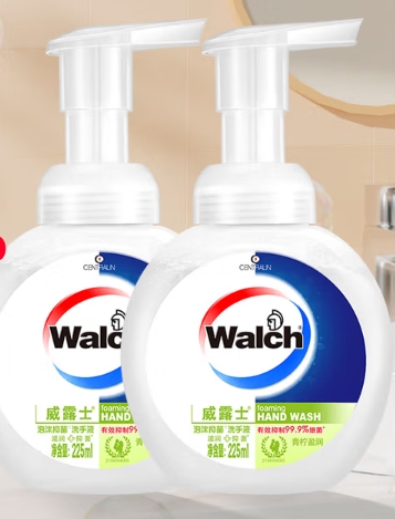 威露士泡沫洗手液青柠盈润225ml×2 杀菌99.9%家庭装泡沫丰富洗护手滋润