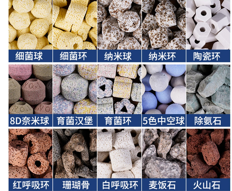 鱼缸过滤材料培菌j净水棉纳米细菌j球陶瓷环火山石s硝x化菌混合滤材