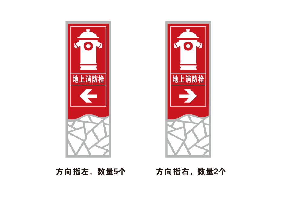 消火栓指示牌 1cm雪弗板户外写真亚膜，背面简易杆，尺寸130x40