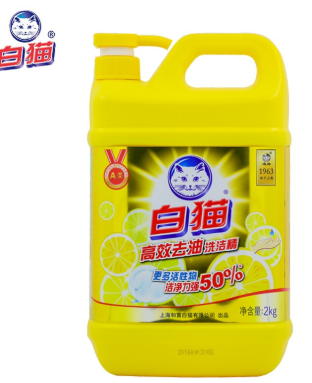 白猫 高效去油洗洁精 2kg 柠檬 黄色